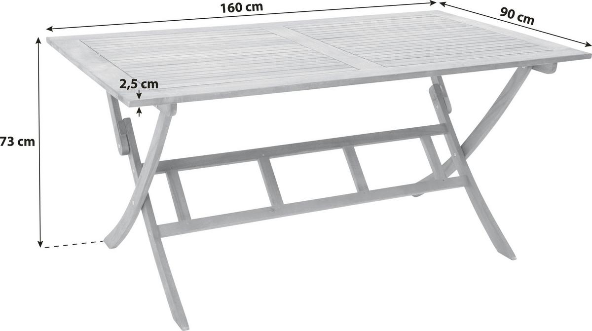Gartentisch Klappbar Eukalyptusholz L: 160 cm - Naturfarben, KONVENTIONELL, Holz (160/73/90cm) - Gardenson
