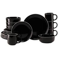 Kombiservice Nordic Gourmet Schwarz, 4 Pers., 16-teilig - Schwarz Hochglanz/Weiß, Basics, Keramik - Creatable