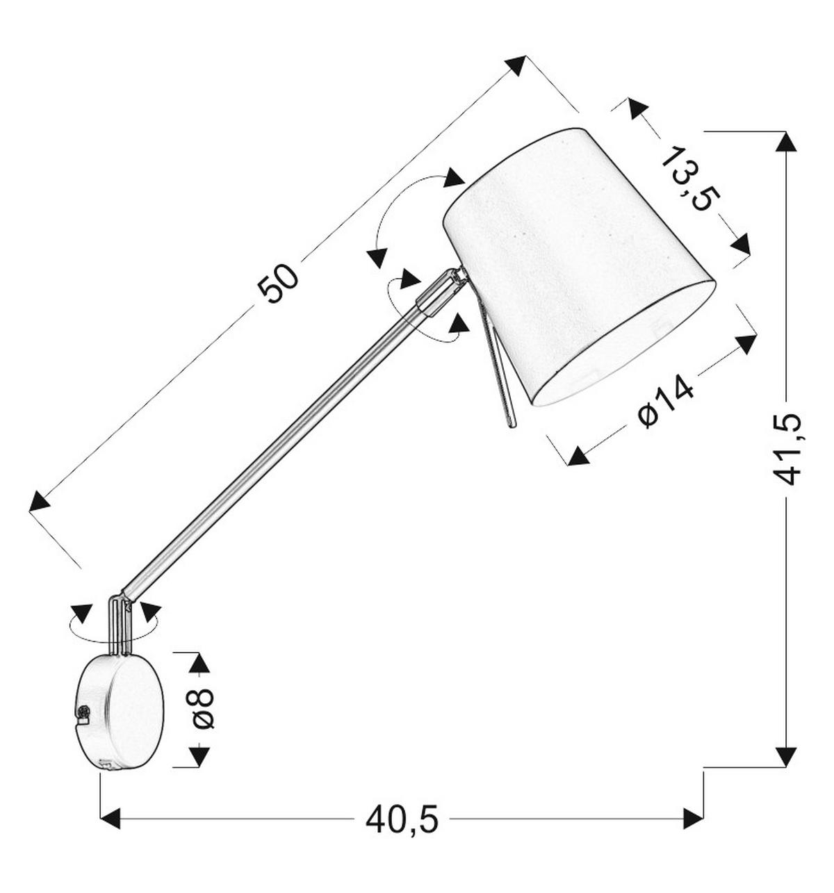 Wandleuchte 21-73914 - Schwarz, Basics, Metall (14/40.5/41.5cm)