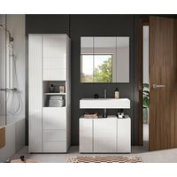 Badezimmer Vira Weiß B: 142 cm - Weiß Hochglanz/Schwarz, MODERN, Holzwerkstoff (142cm) - MID.YOU