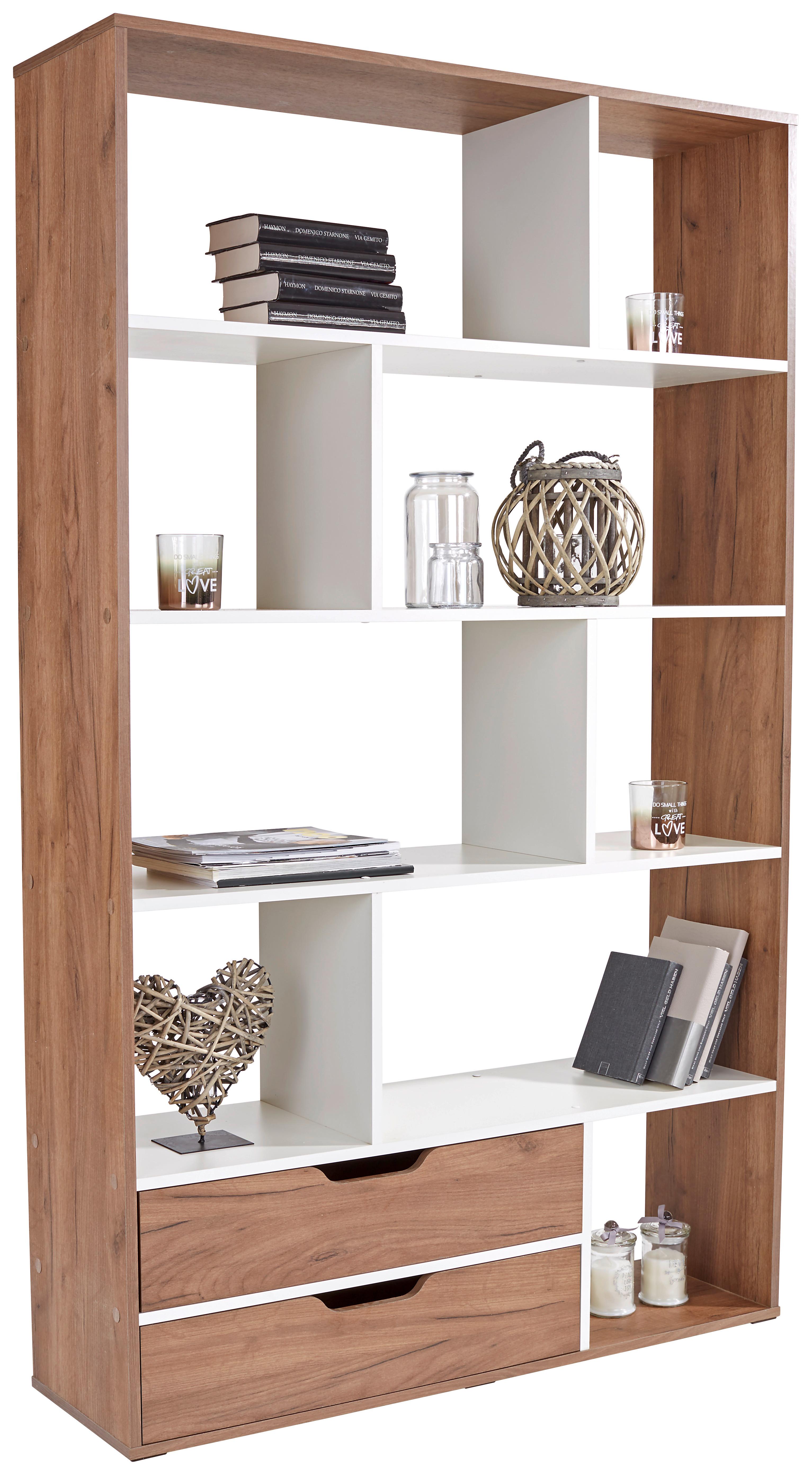Raumteiler Roberto B: 110 cm Kraft Eiche Dekor/Weiß - Eichefarben/Dunkelbraun, MODERN, Holzwerkstoff (110/185/32cm)