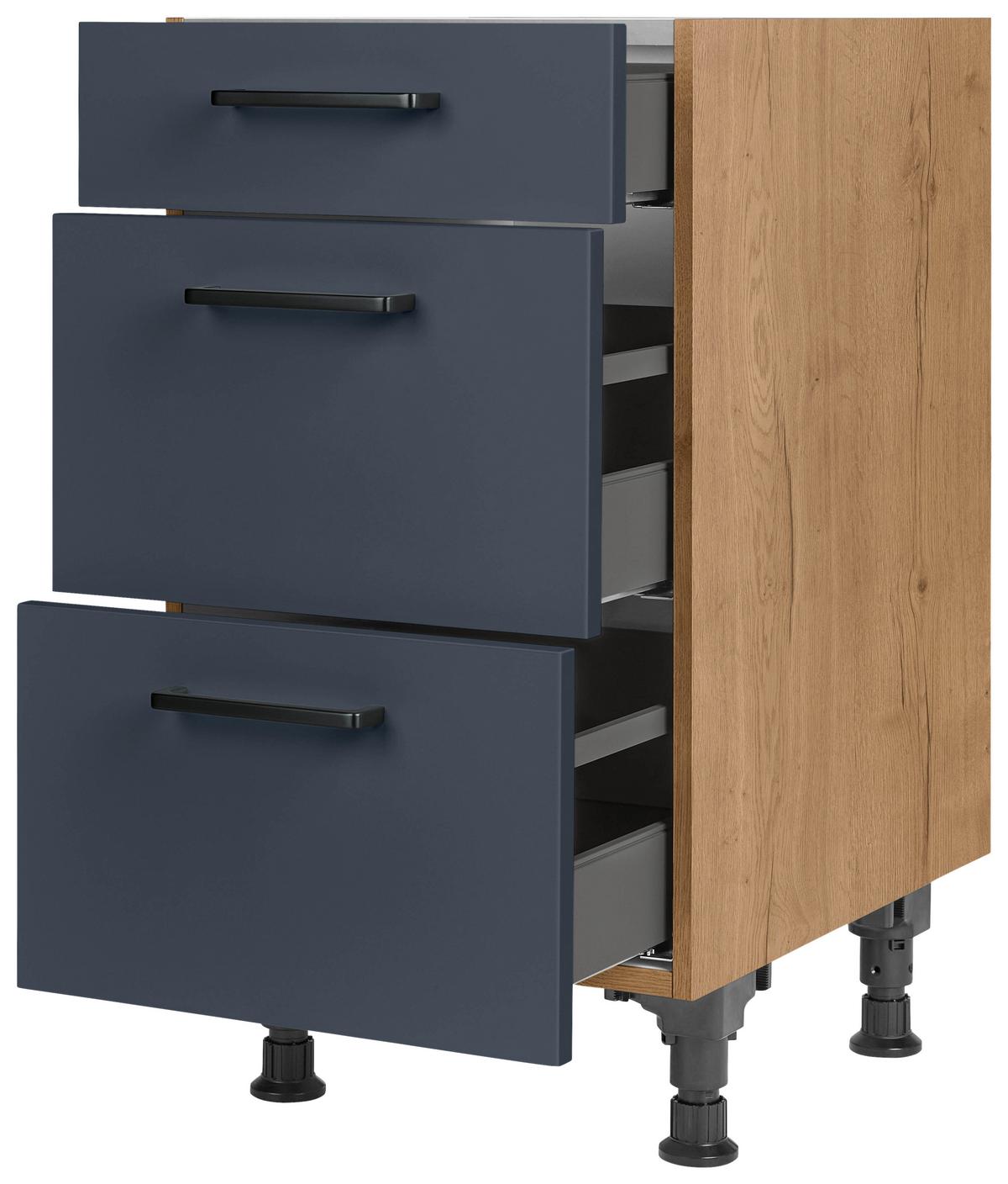 Schubkastenunterschrank Easytouch - Blau/Eichefarben, MODERN, Holzwerkstoff (45/87/56cm) - Nobilia