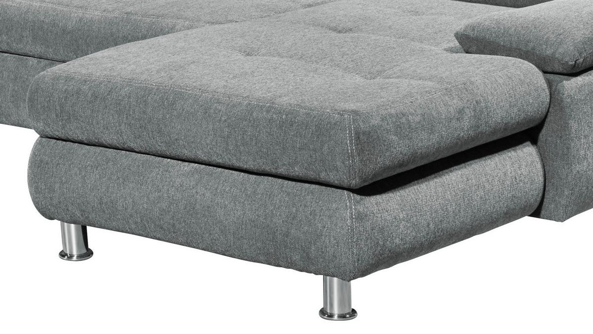 Wohnlandschaft mit Schlaffunktion Alba, Webstoff - Hellgrau, MODERN, Textil (233/349/177cm) - MID.YOU