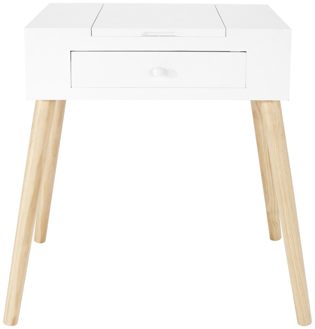 Schminktisch Stockholm Weiß B: 60 Cm Mit Lade + Spiegel - Naturfarben/Weiß, MODERN, Glas/Holz (60/75/40cm) - MID.YOU