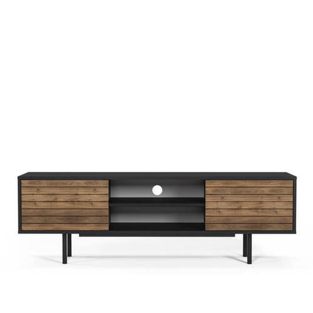 Nízká komoda, černá/barva ořechů - černá/barvy vlašských ořechů, Design, kompozitní dřevo (160/50,5/35cm) - Livetastic