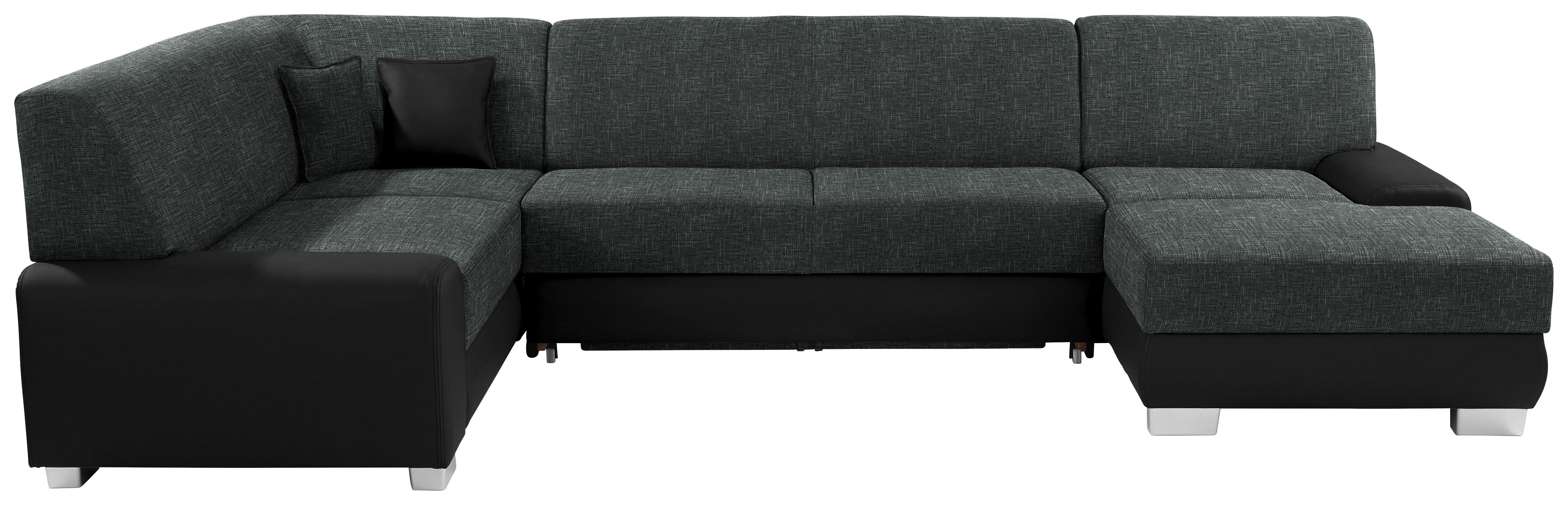 Wohnlandschaft in U-Form Miami 210x320x160 cm - Alufarben/Schwarz, MODERN, Holz/Kunststoff (210/320/160cm)