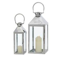 Laterne Jason - Silberfarben, Basics, Glas/Metall (11/11/35cm)