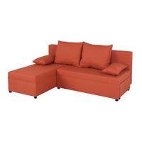 Rohová sedačka JON,oranžová, oboustranná,lůžko,úl.prostor - oranžová/černá, Design, kompozitní dřevo/textil (147/195cm) - P & B