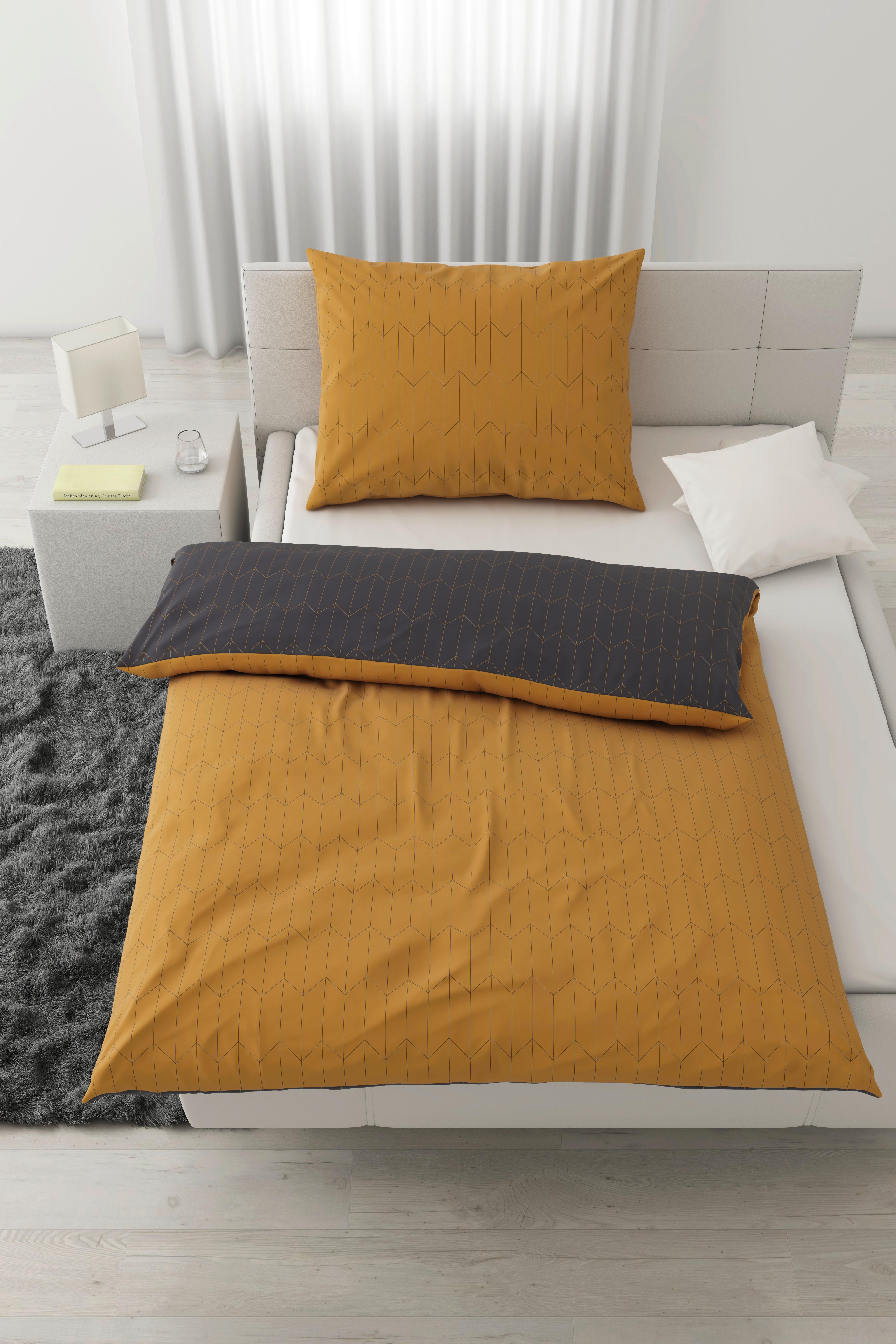Obojstranná Posteľná Bielizeň Tegola, 140/200cm - žltá/sivá, Moderný, textil (140/200cm) - Modern Living
