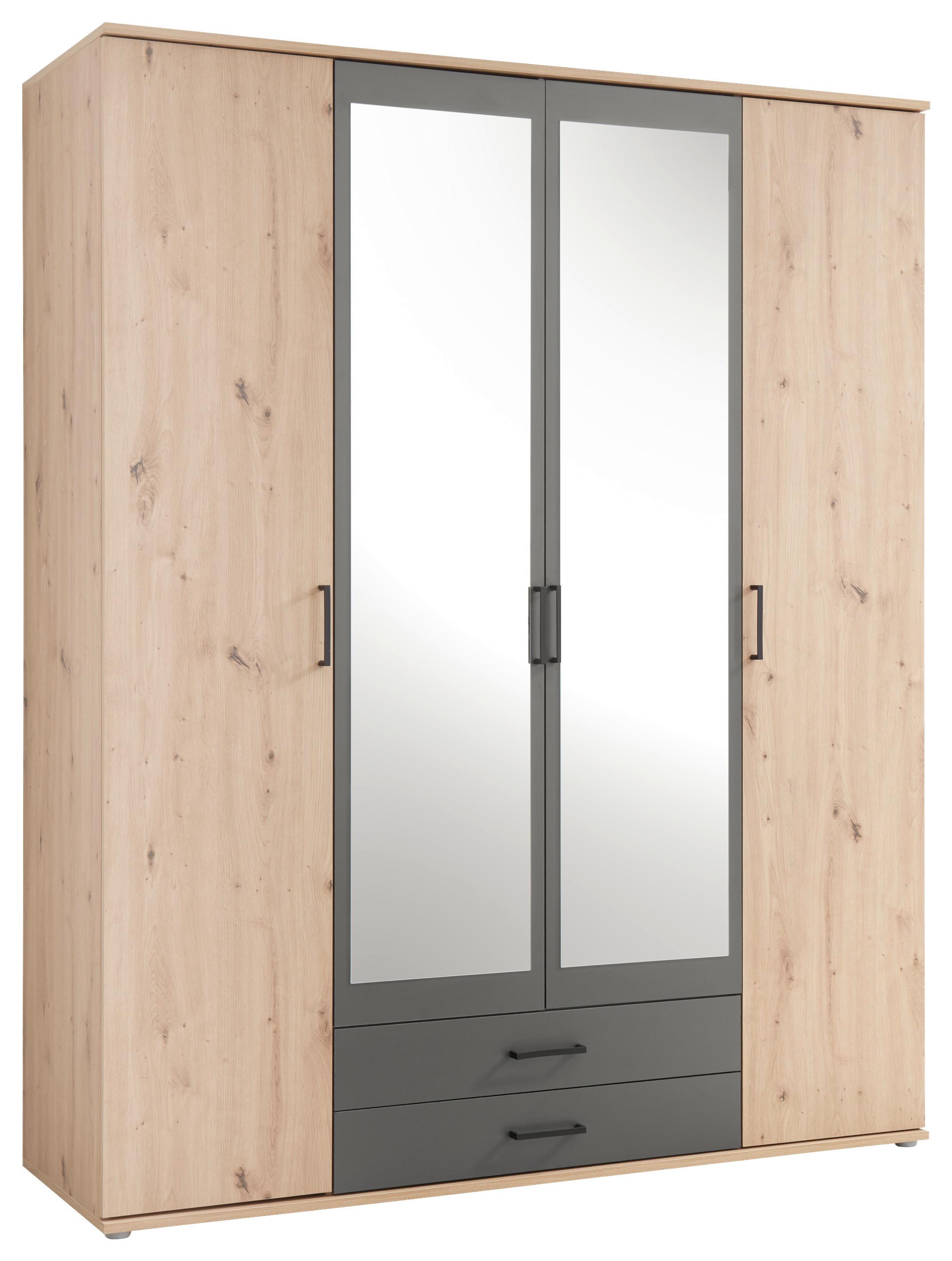 Drehtürenschrank Mit Spiegel 159 cm Chicago, Eiche Dekor