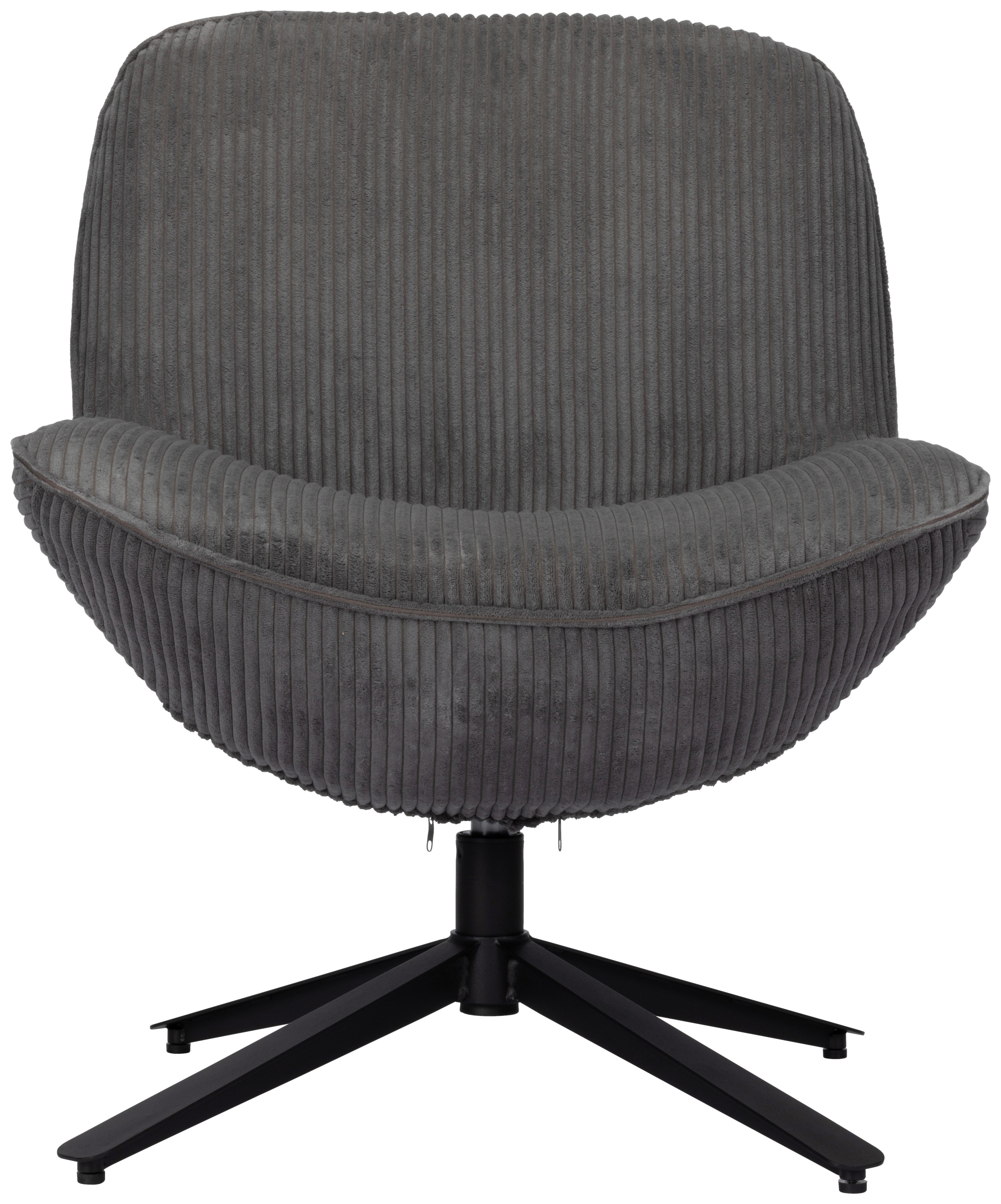 Relaxsessel Maro Grau B: 66 cm - Schwarz/Grau, Basics, Textil/Metall (66/76/75cm) - Livetastic