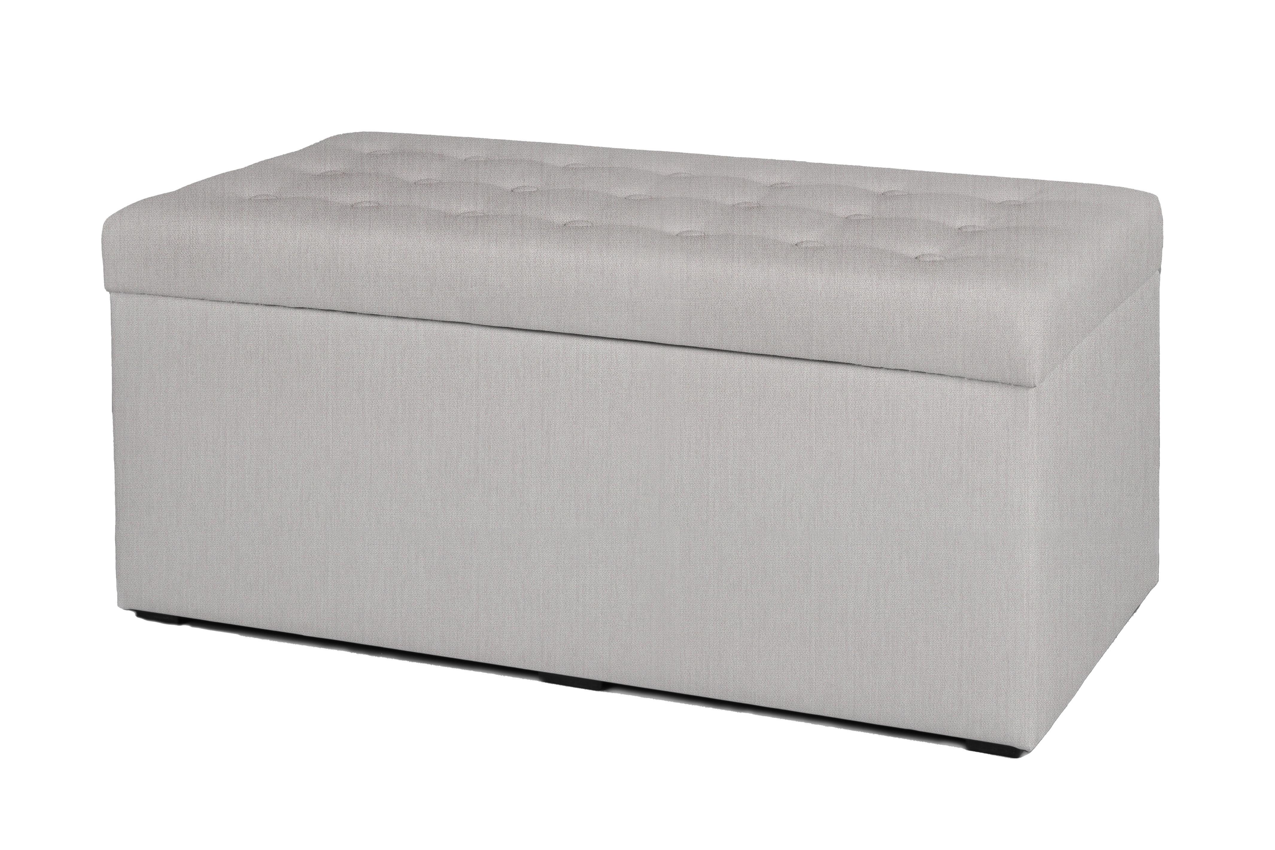 Hockerbank Pouf Welle Hellgrau H: 45 cm mit Stauraum - Hellgrau/Schwarz, Basics, Textil (90/45/42cm) - P & B