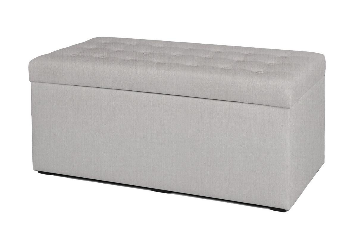 Hockerbank Pouf Welle Hellgrau H: 45 Cm Mit Stauraum - Hellgrau/Schwarz, Basics, Textil (90/45/42cm) - P & B