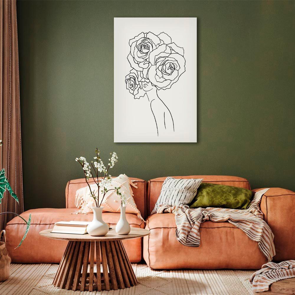 Leinwandbild Fancy Roses Schwarz Weiß B: 80 Cm - Schwarz/Weiß, Basics, Holz/Textil (80/120/1,2cm) - artgeist