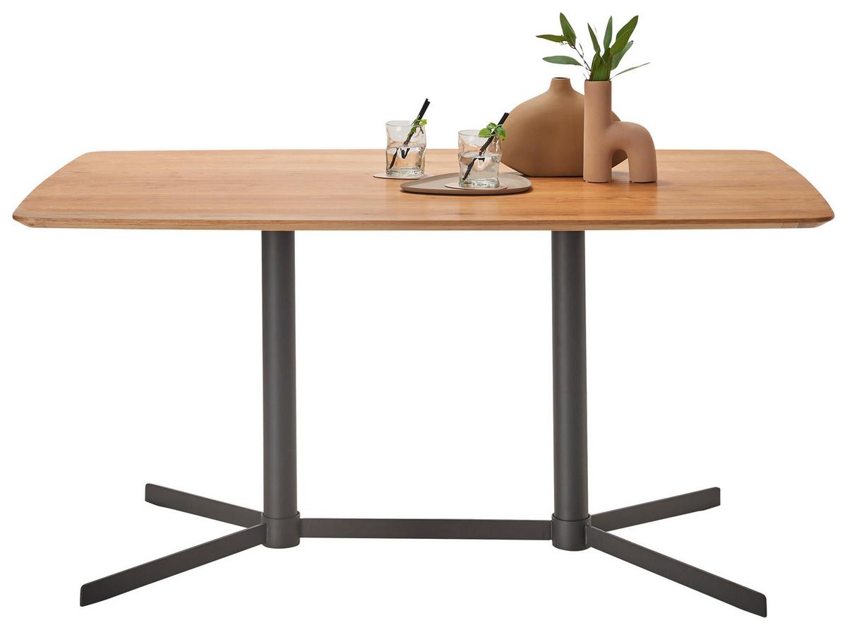 Jedálenský stôl VALETTA 160 - čierna/farba duba, Modern, kov/drevo (160/76/90cm) - Premium Living