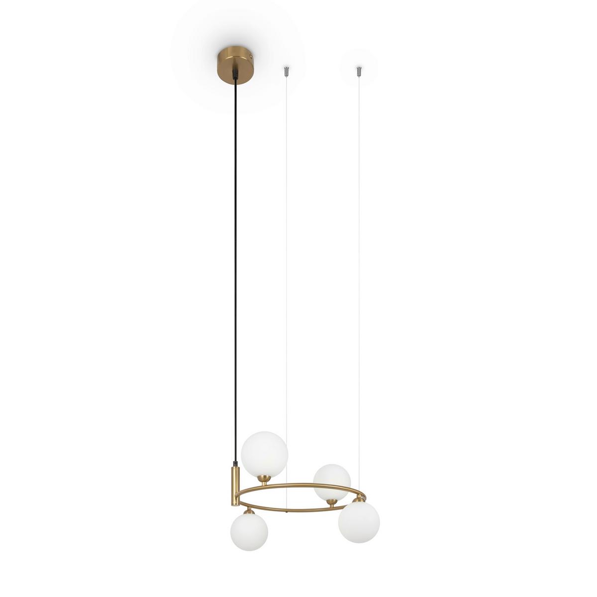 Pendelleuchte Ring - Messingfarben/Weiß, Trend, Glas/Metall (39/28cm) - MAYTONI