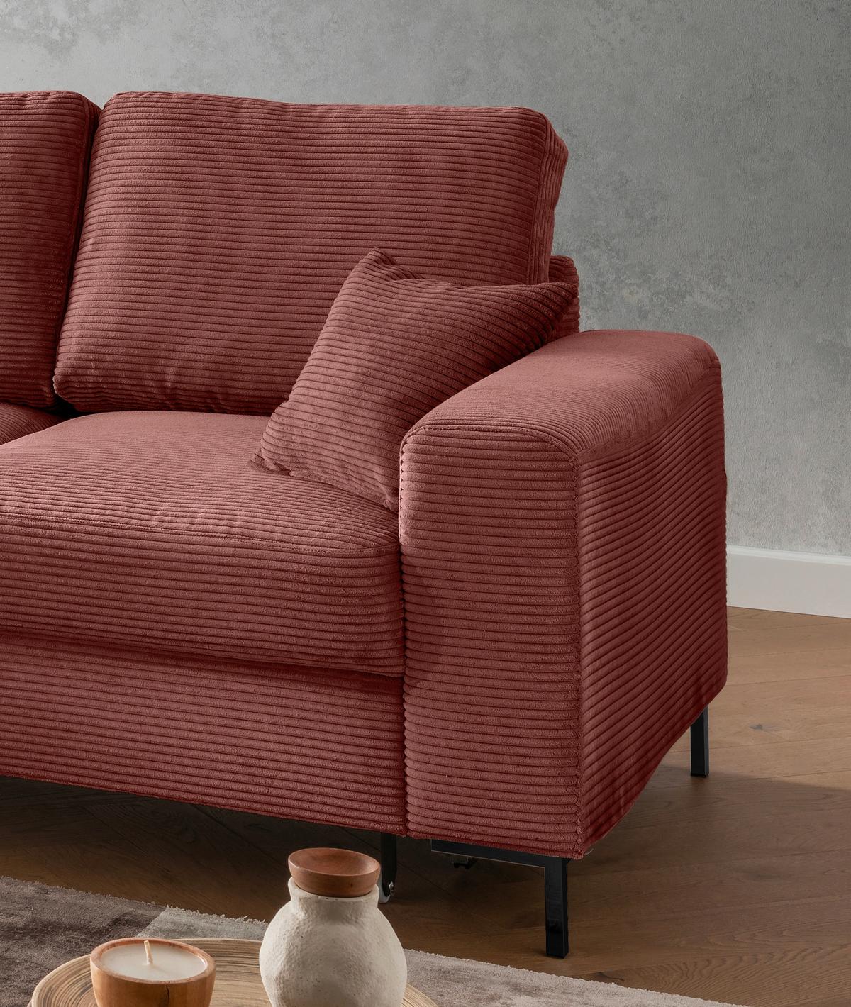 Eckschlafsofa Zona, Koralle S: 143x237 Cm - Koralle/Schwarz, KONVENTIONELL, Textil (143/237cm) - Livetastic