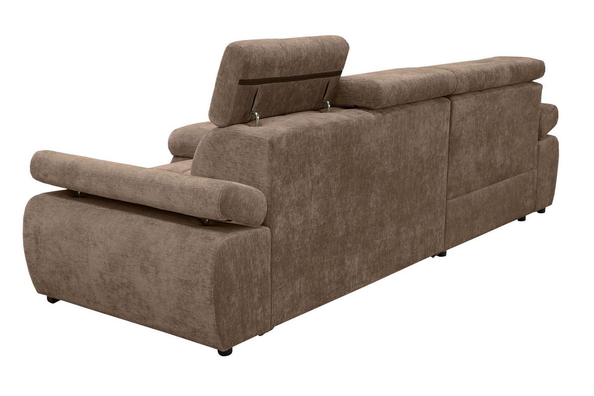 Rohová sedačka VEGAS, levá, hnědá žinylka - černá/hnědá, Design, dřevo/textil (173/294cm)