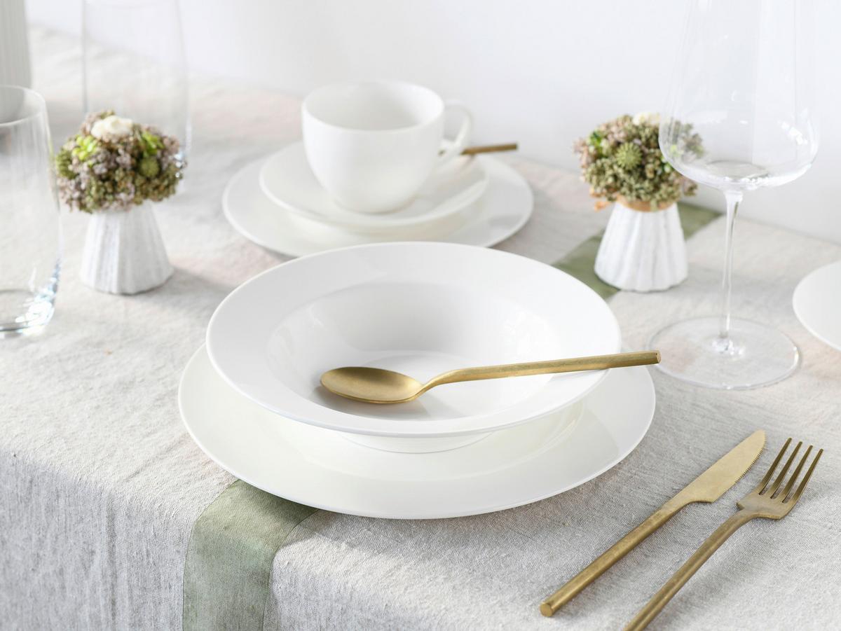 Kombinovaný servis biela 30- dielny - krémová, Basics, keramika - Creatable