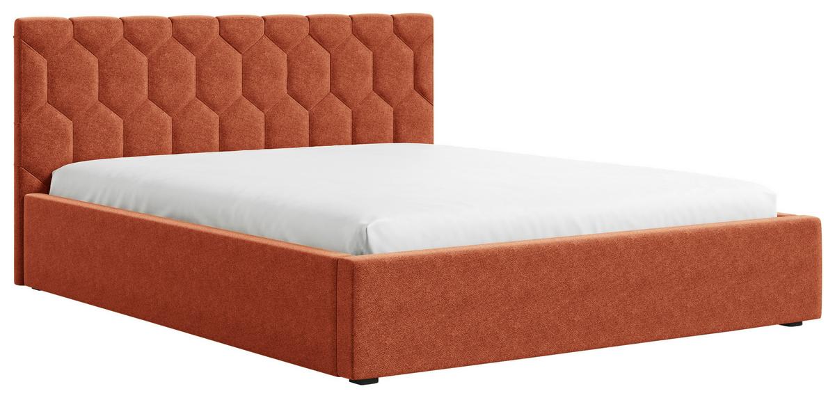 Polsterbett Veronice mit Bettkasten 140x200 - Schwarz/Orange, MODERN, Holz (140/200cm) - Livetastic