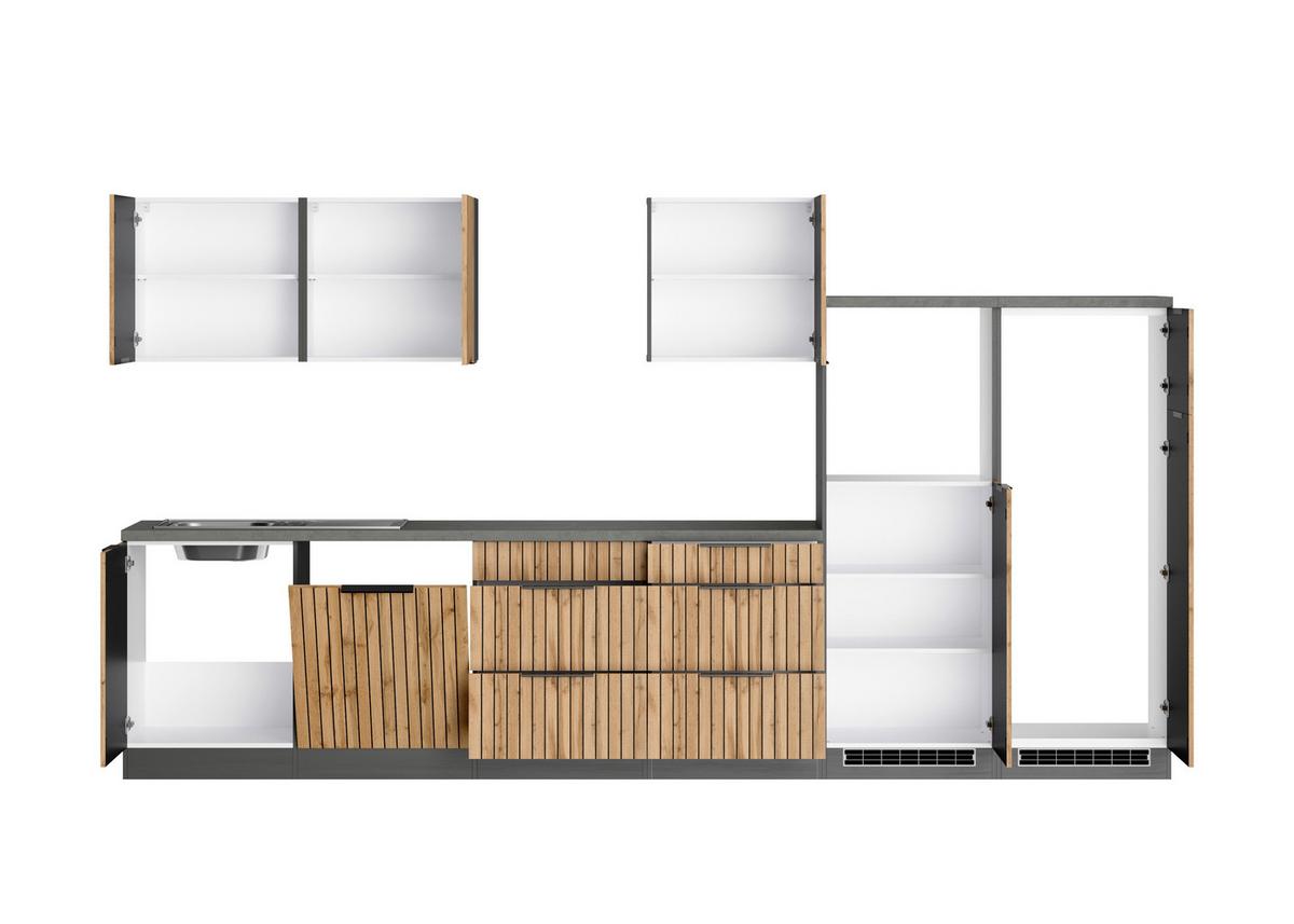 Küchenleerblock Liverpool Graphit/eiche Dekor B: 360 Cm - Schieferfarben/Eiche Wotan, Basics, Holzwerkstoff (360cm) - Held