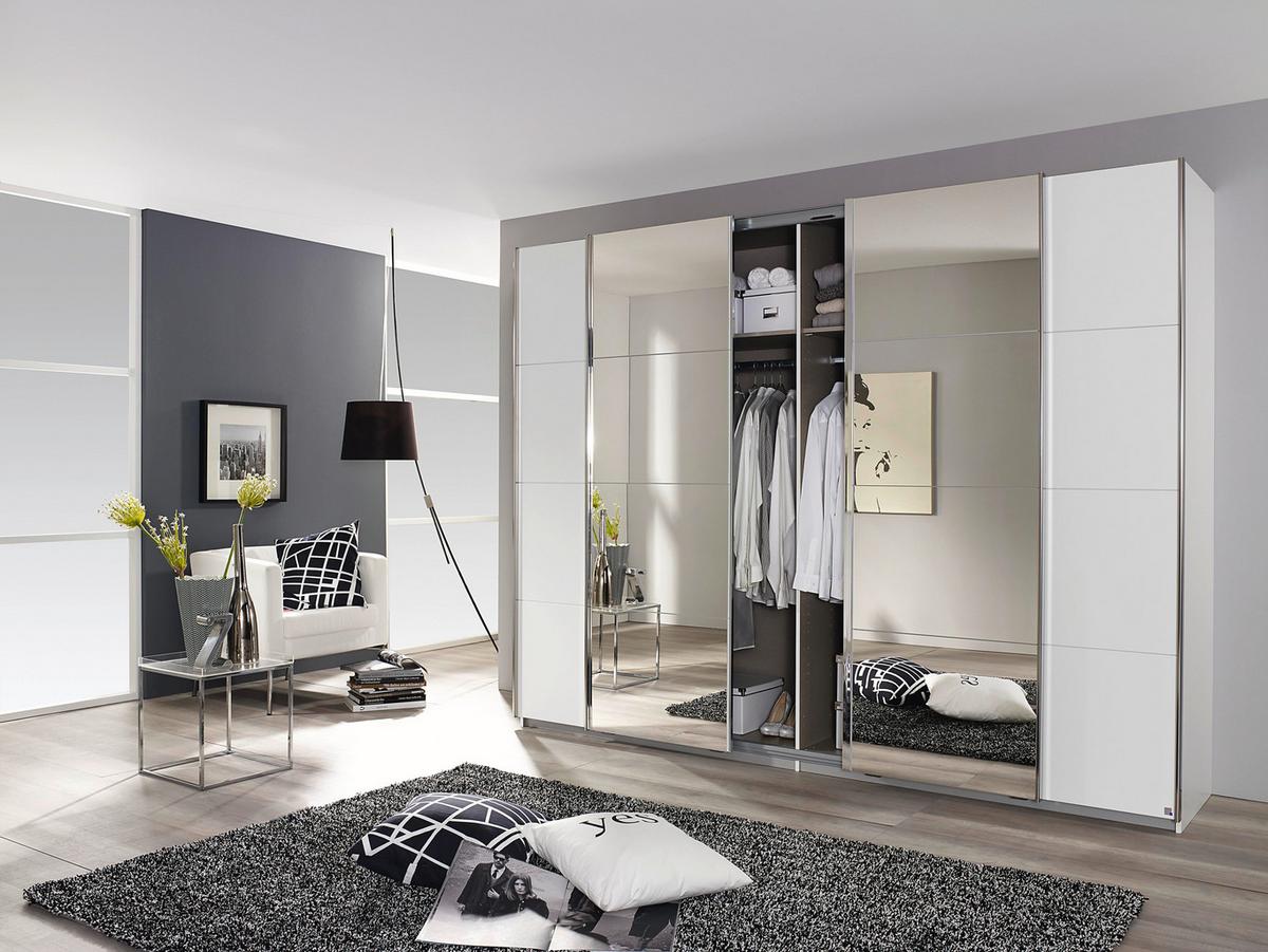 Šatníková skriňa so zrkadlom Bensheim biela - biela, Konventionell, kompozitné drevo (270/230/62cm)
