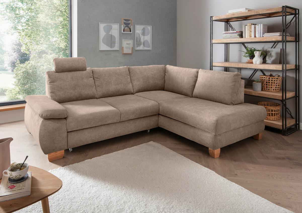 Eckschlafsofa Positano Hellbraun S: 261x206 Cm - Wildeiche/Hellbraun, MODERN, Textil (261/206cm) - Livetastic