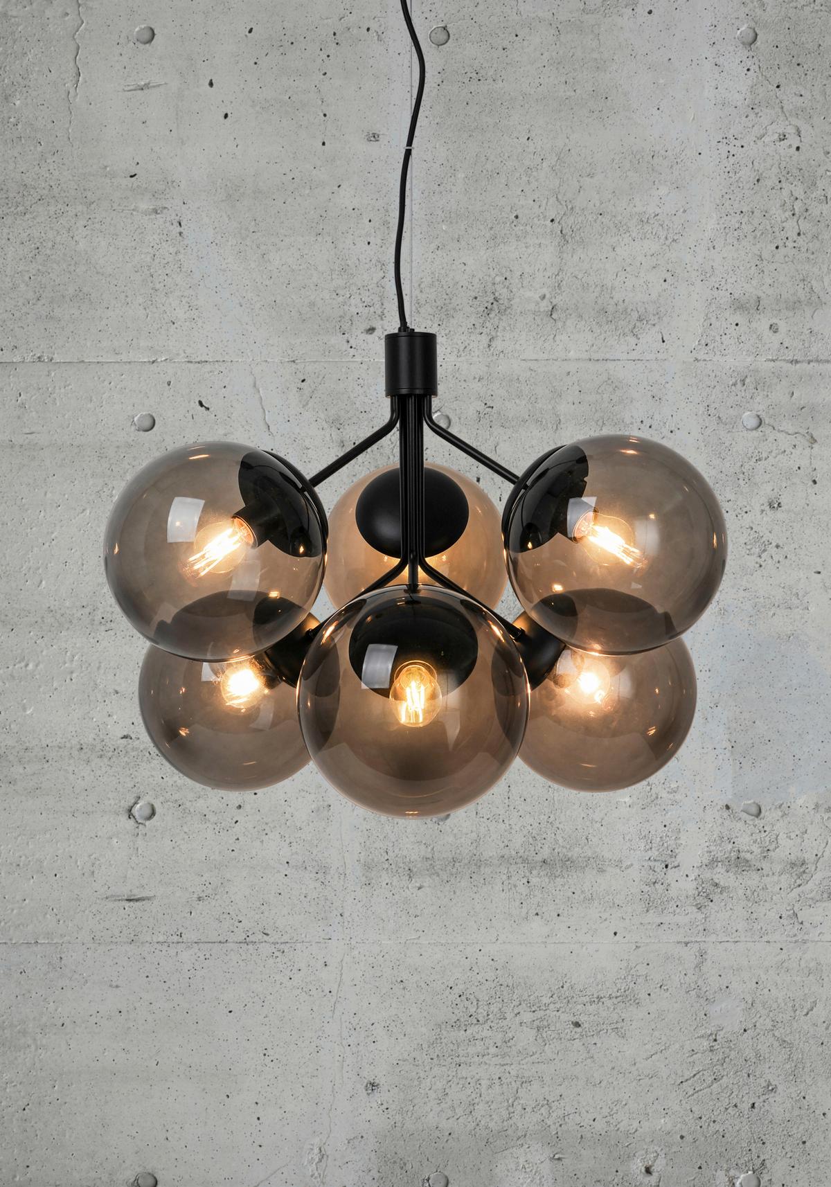 Hängeleuchte Ivona Pela Schwarz D: 45 Cm - Schwarz, KONVENTIONELL, Glas/Metall (45/62cm) - Nordlux
