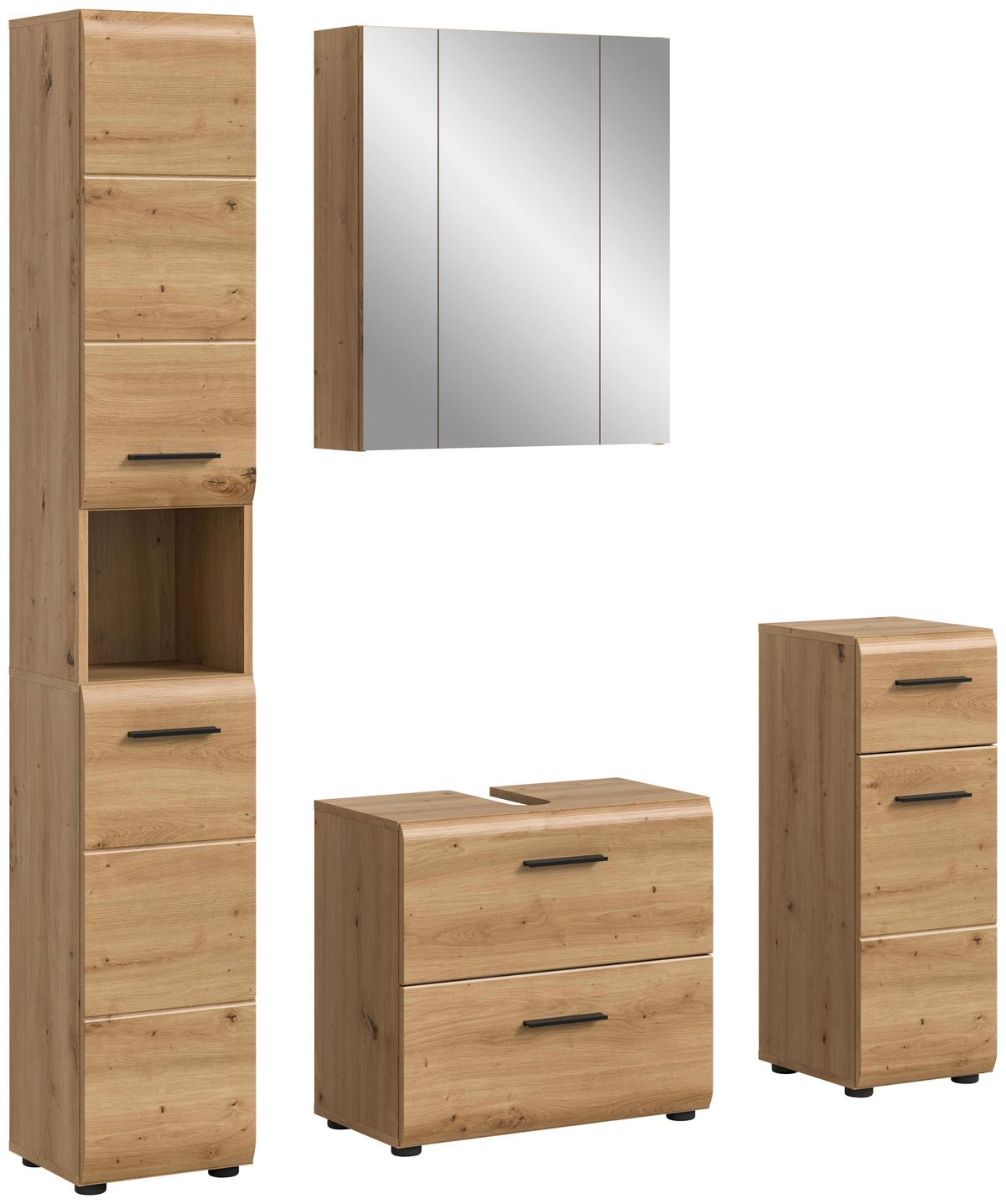 Badezimmer Ice Eiche Artisan Dekor B: 120cm - Schwarz/Eiche Artisan, Basics, Holzwerkstoff (120cm) - MID.YOU