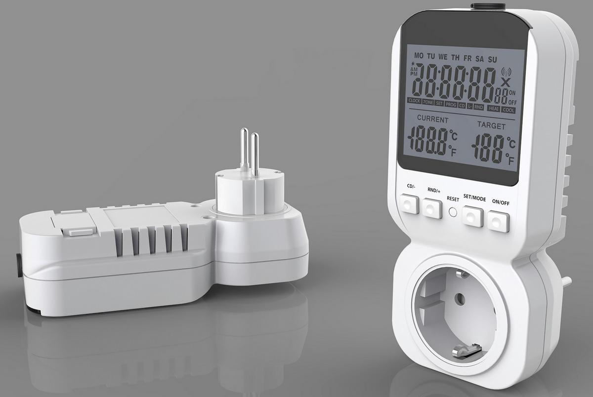 Steckdosenthermostat Eycos Eu-02 Weiß - Weiß, Basics, Kunststoff (6,5/14,6/8cm)