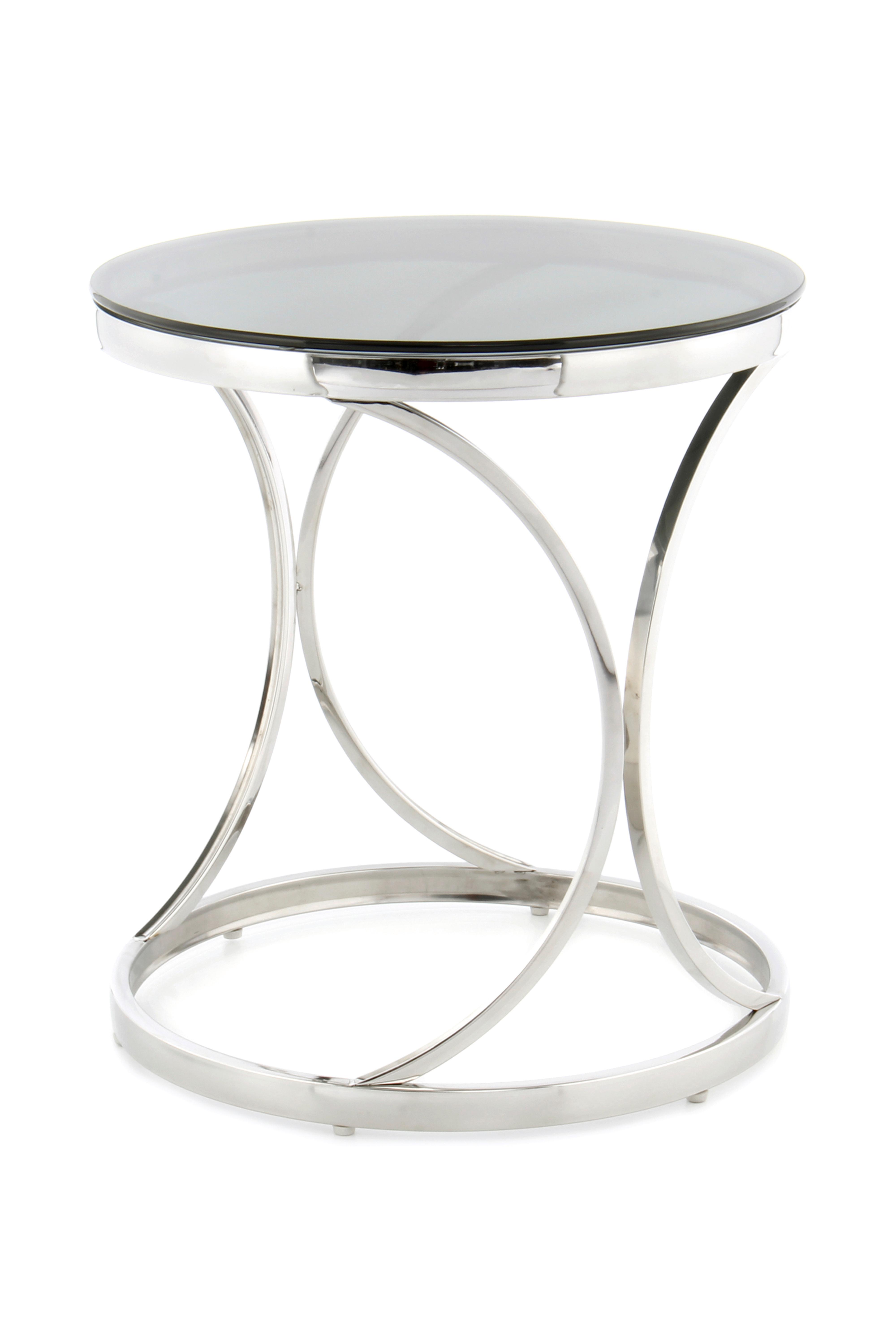 Príručný stolík strieborná - čierna/strieborná, Basics, kov/sklo (50/50/55cm)