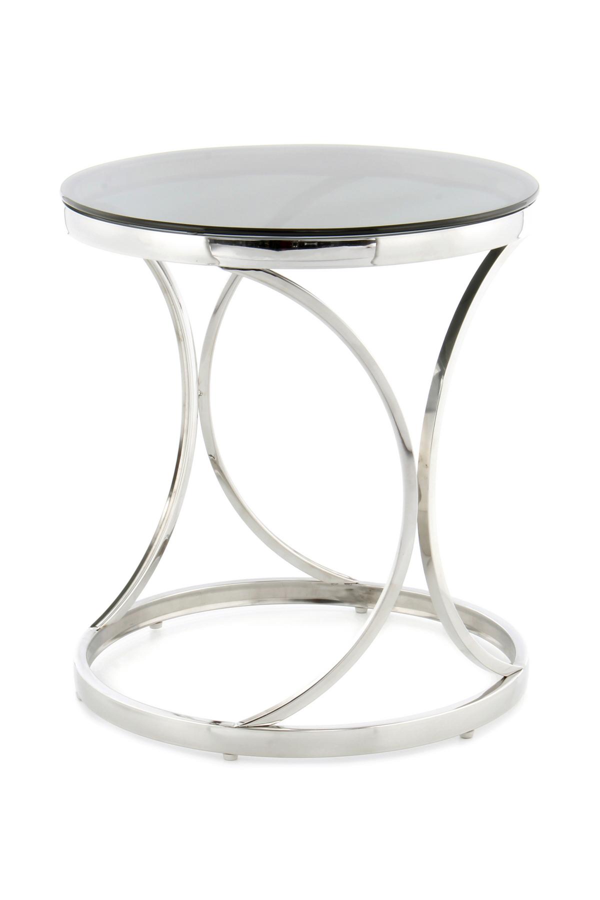 Príručný stolík strieborná - čierna/strieborná, Basics, kov/sklo (50/50/55cm)