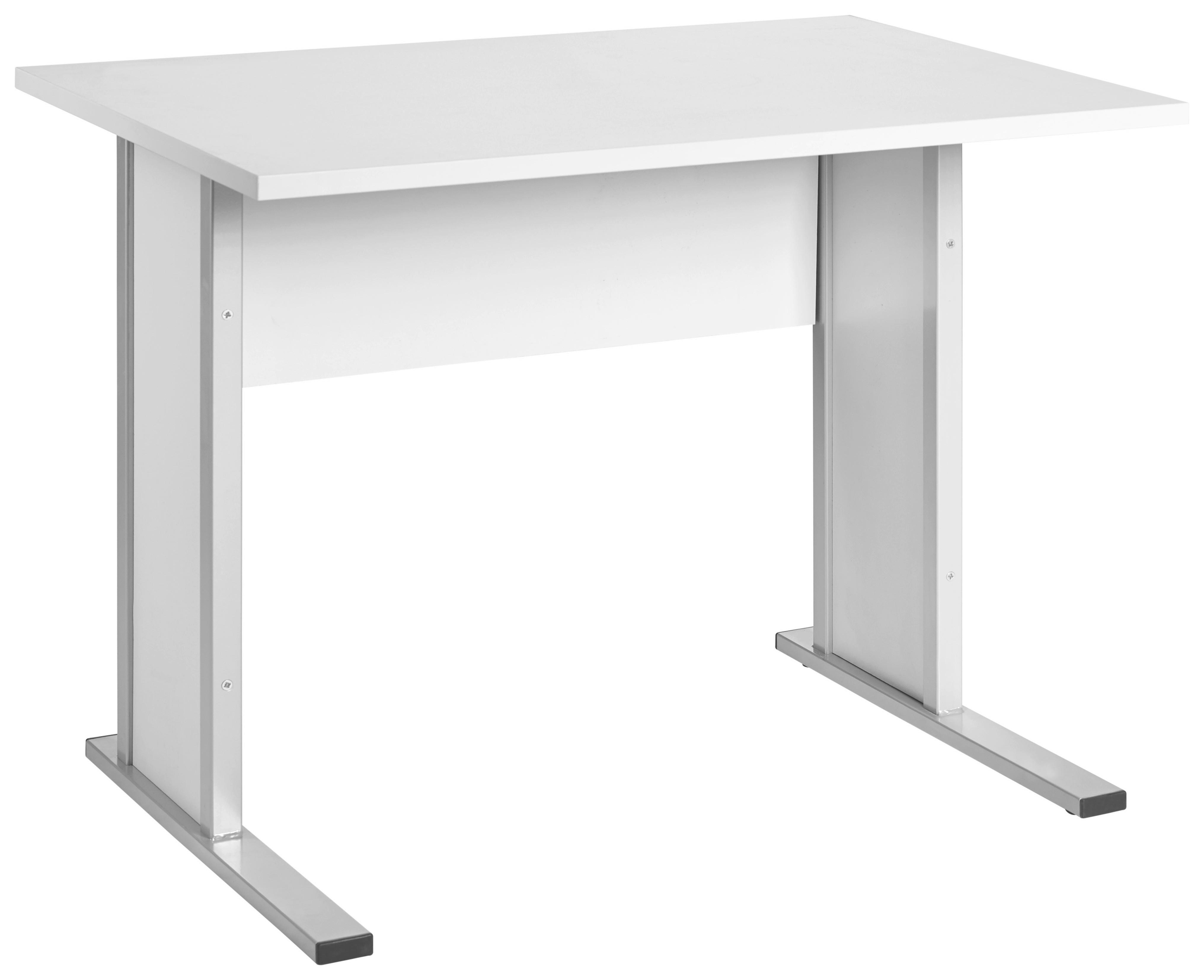 Schreibtisch B 90cm H 72,2cm Serie 4000, Lichtgrau - Silberfarben/Hellgrau, Basics, Holzwerkstoff/Metall (90/65/72,2cm) - MID.YOU