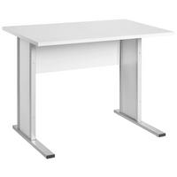 Schreibtisch B 90cm H 72,2cm Serie 4000, Lichtgrau - Silberfarben/Hellgrau, Basics, Holzwerkstoff/Metall (90/65/72,2cm) - MID.YOU