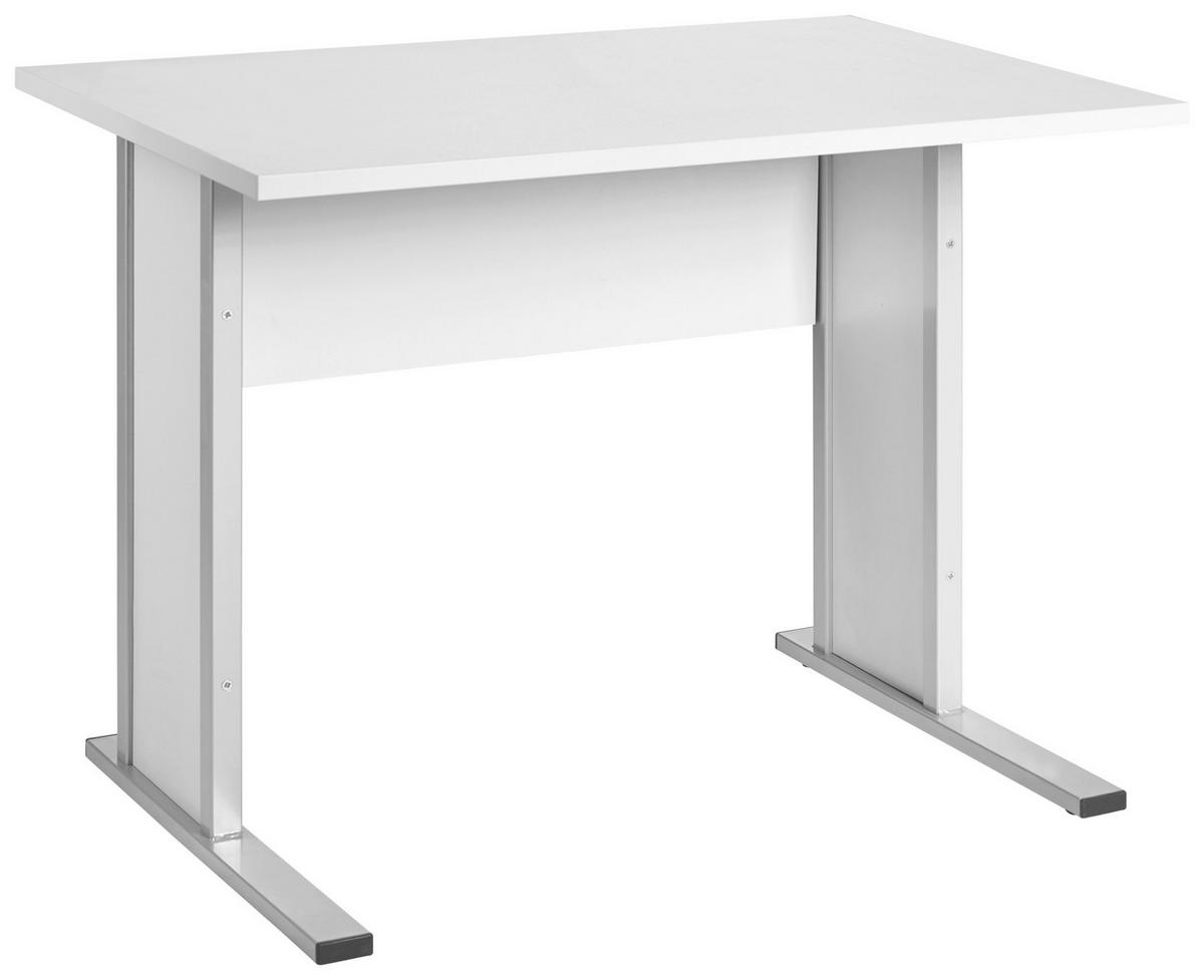 Schreibtisch B 90cm H 72,2cm Serie 4000, Lichtgrau - Silberfarben/Hellgrau, Basics, Holzwerkstoff/Metall (90/65/72,2cm) - MID.YOU