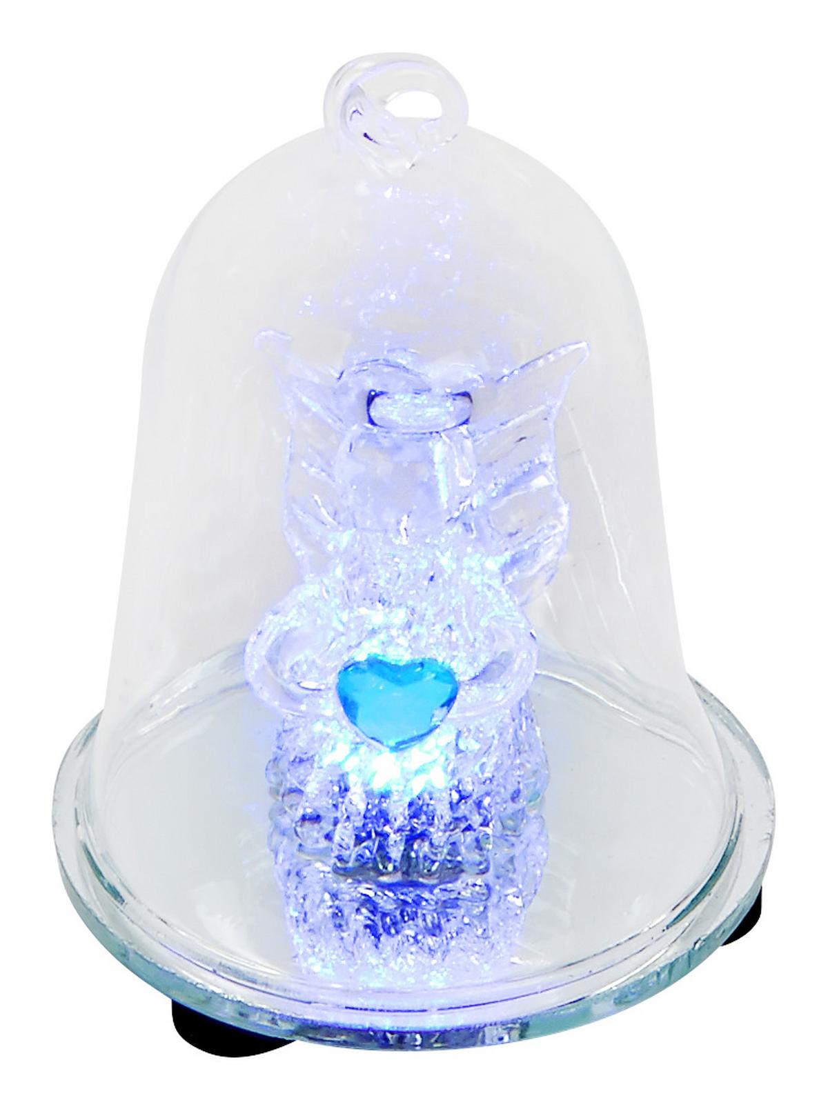 LED-Dekoleuchte Dilara Engel In Glasglocke - Klar/Transparent, ROMANTIK / LANDHAUS, Glas (5,5/8cm) - James Wood