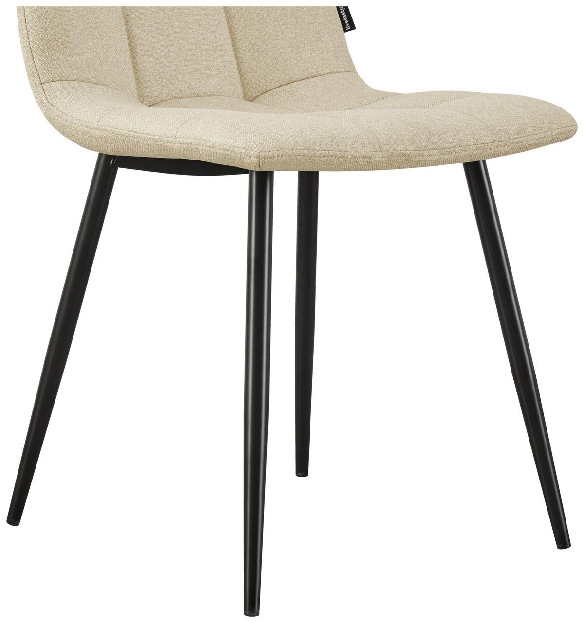 Stuhl Empoli Webstoff Beige, B: 45 cm - Beige/Schwarz, MODERN, Holz/Textil (45/86/55cm) - Livetastic