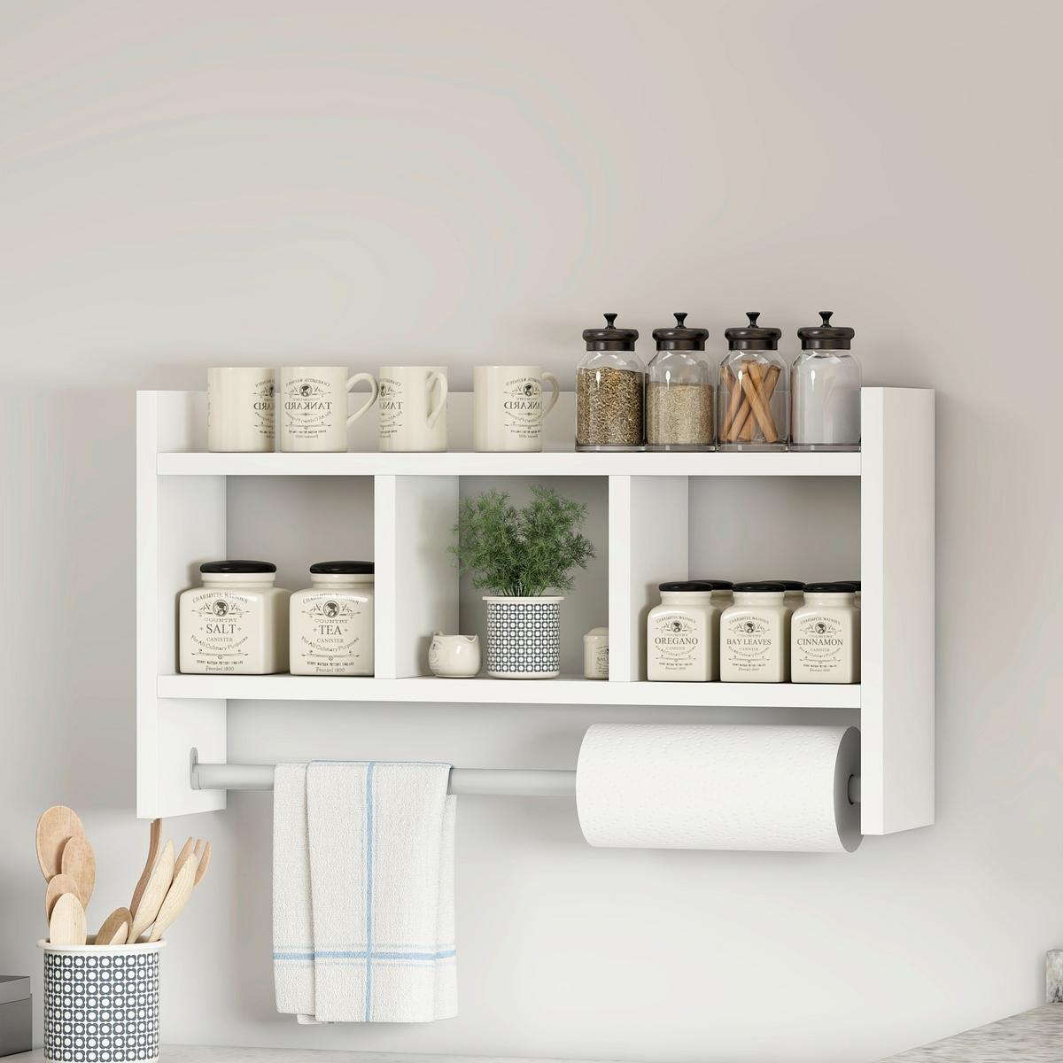 Küchenregal Asya, Weiß B: 64 Cm - Weiß, Design, Holzwerkstoff (64/35/15cm) - Livetastic