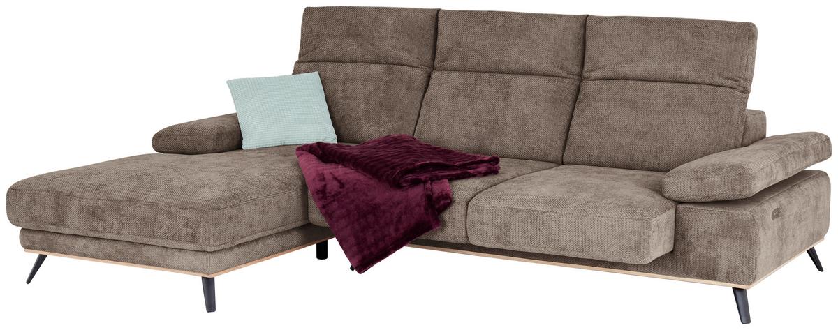 Ecksofa Royce - Schlammfarben/Schwarz, MODERN, Textil (194/283cm)