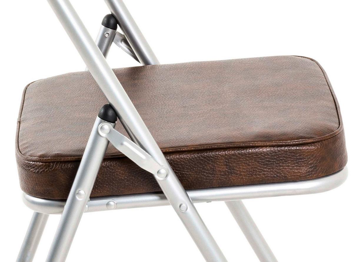 Klappsessel Kurt Stahl/lederlook - Alufarben/Braun, MODERN, Metall (47/79/53cm)