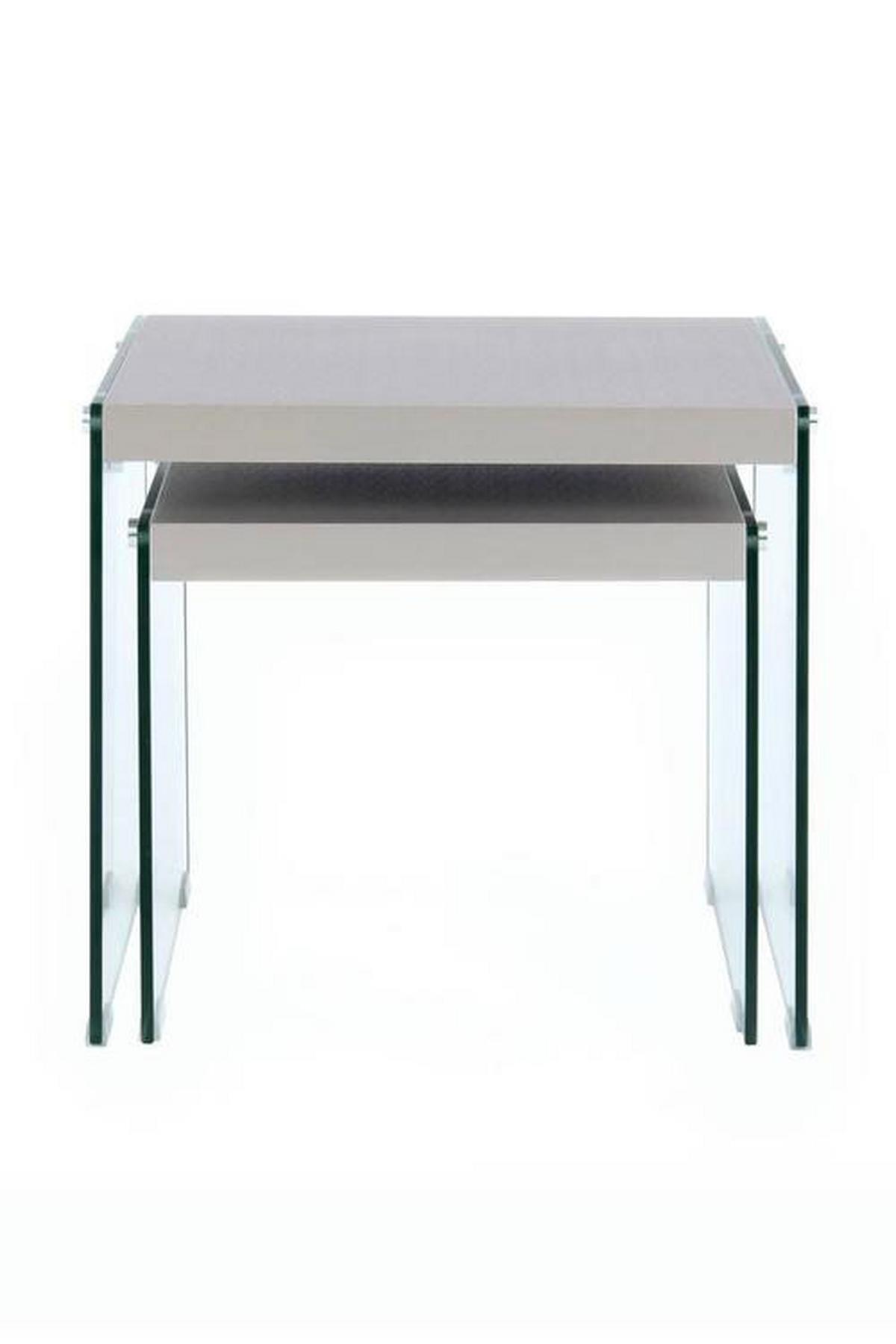Beistelltisch 2er-set Elementary Silberfarben - Klar/Silberfarben, Basics, Glas/Holzwerkstoff - Kayoom