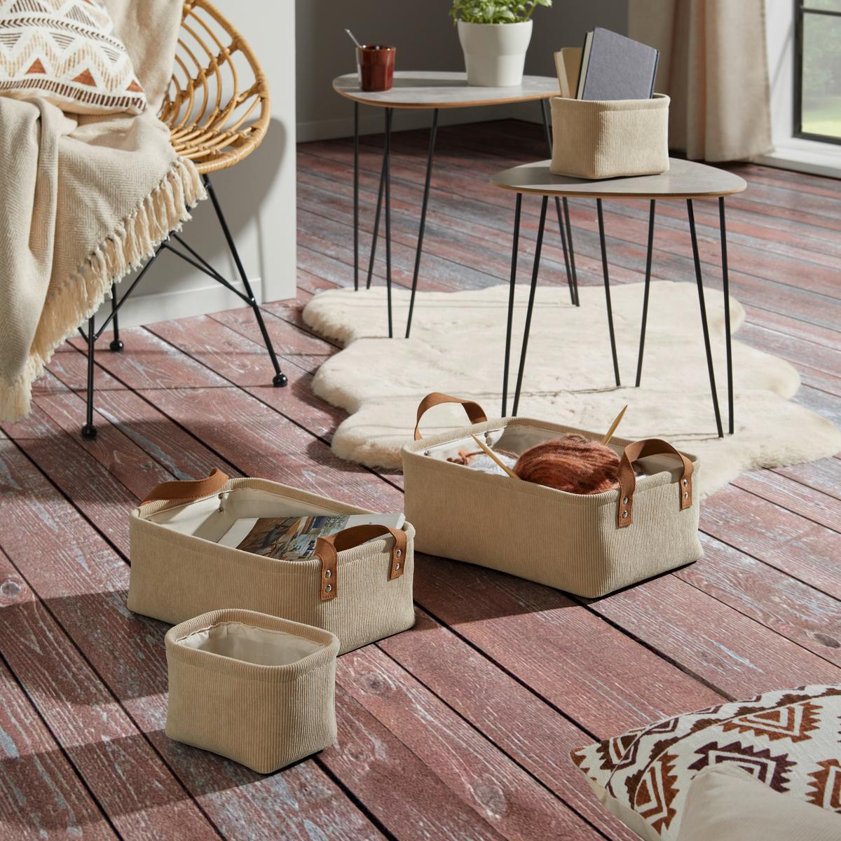 Korb Krisi - L - Beige, Basics, Leder/Kunststoff (36/26/14cm) - James Wood