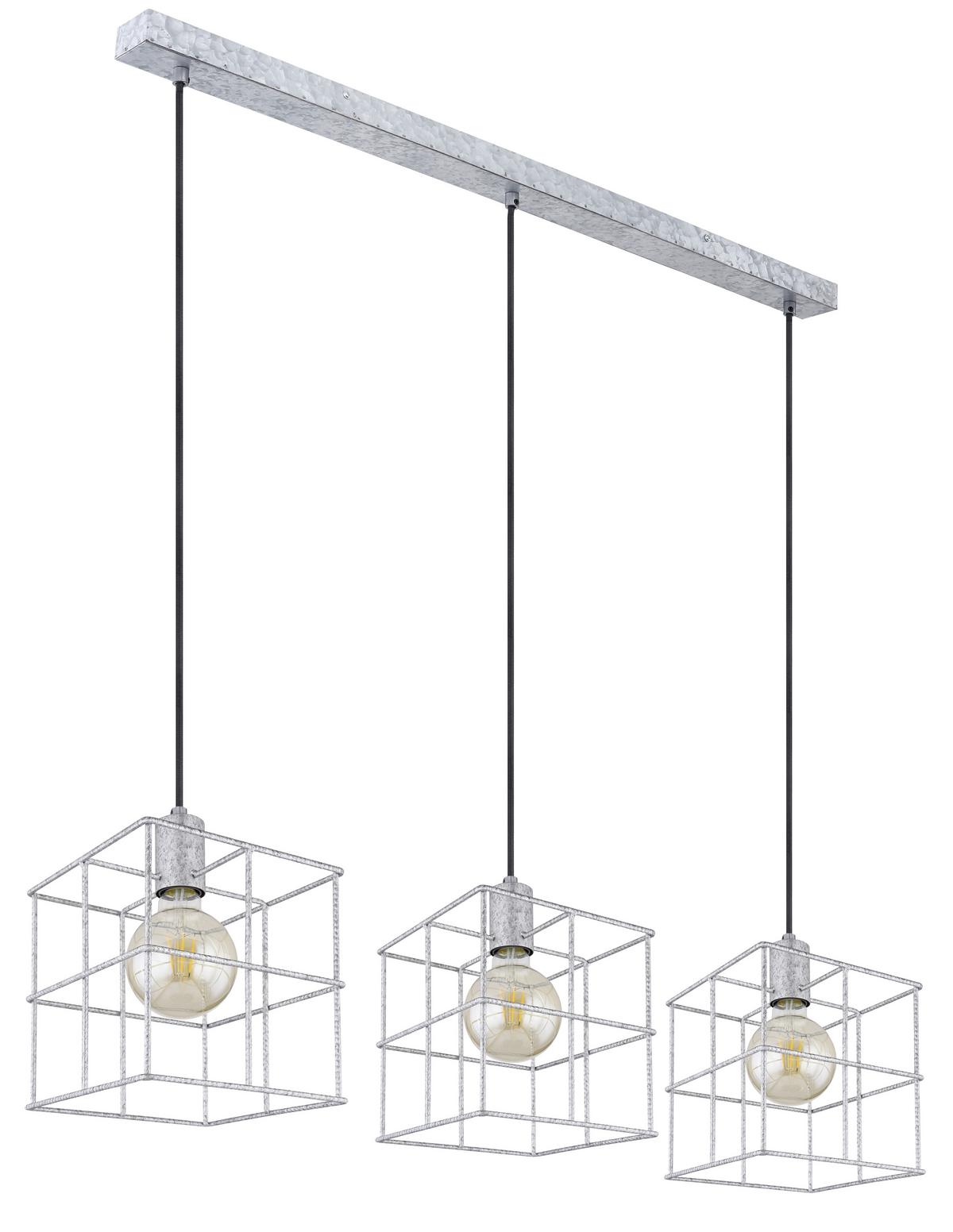 Hängeleuchte Merril H: 129 cm 3-Flammig Zinkfarben - Zinkfarben, Design, Metall (95/20/129cm) - Globo