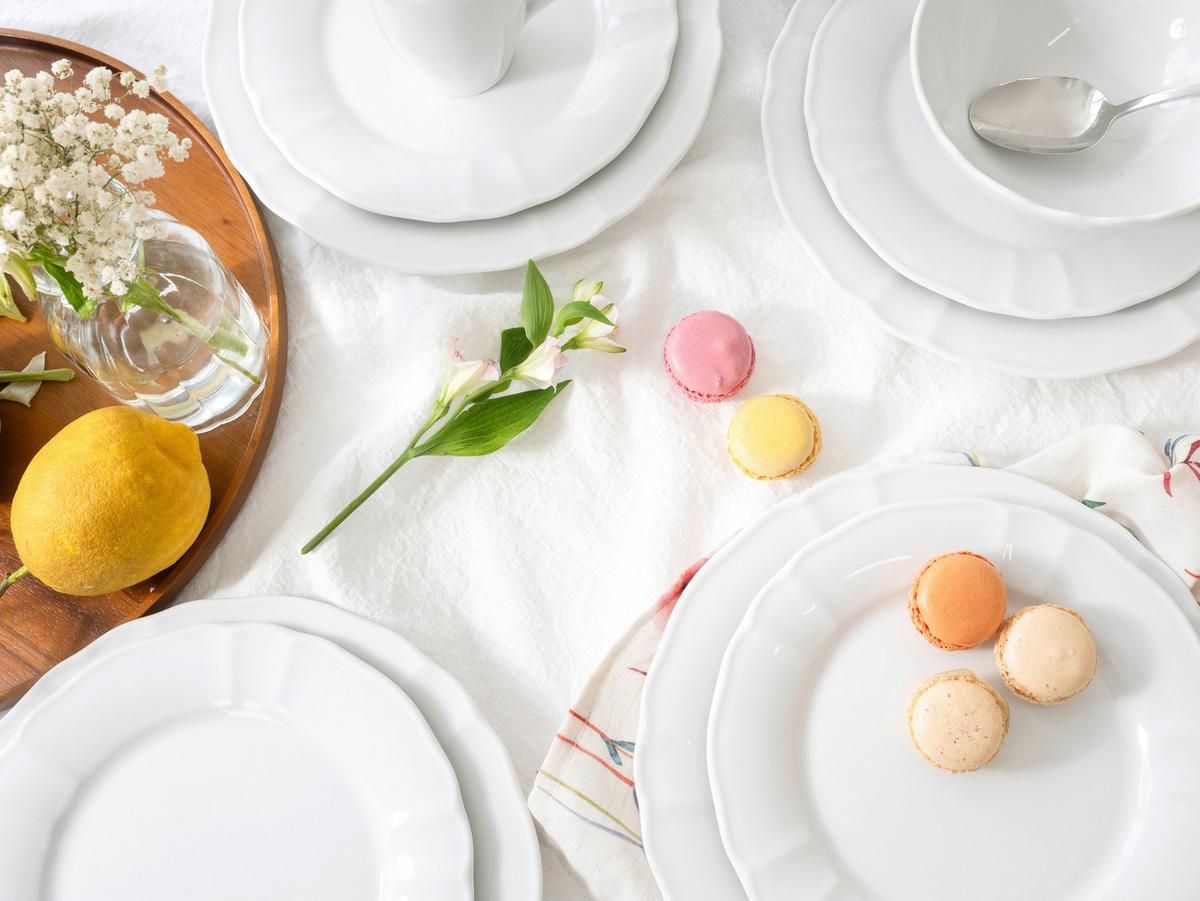 Kombiservice Porzellan 4 Personen Geschirr Set Weiß - Weiß, Keramik (34,5/28/29cm) - Creatable