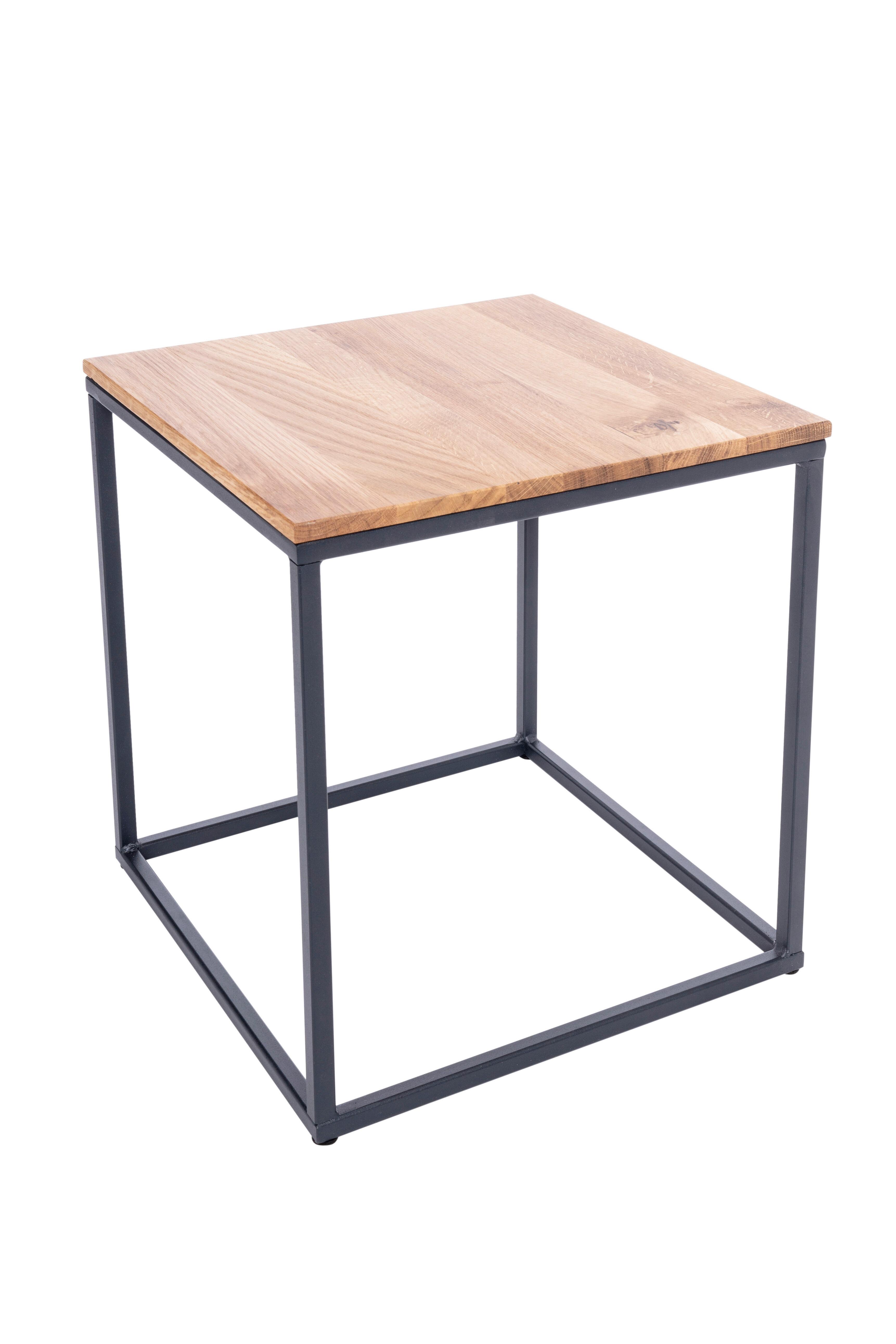 Beistelltisch Justus Schwarz/Eichefarben L: 40cm - Eichefarben/Schwarz, Natur, Holz/Metall (40/40/41cm)