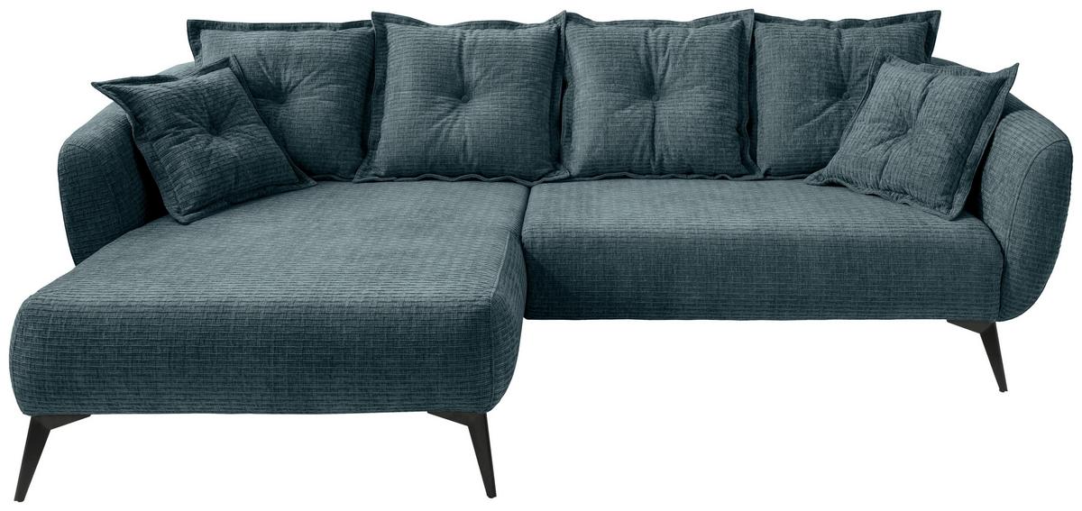 Ecksofa Baggio Blau S: 162x277 Cm - Blau/Schwarz, MODERN, Textil (162/277cm) - Livetastic