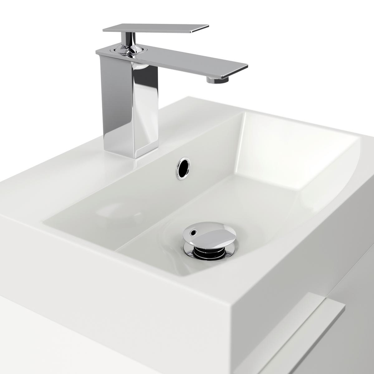 Gästebad Cubi Weiß Hochglanz B: 40 cm - Weiß Hochglanz/Weiß, MODERN, Holzwerkstoff/Stein (40cm) - MID.YOU