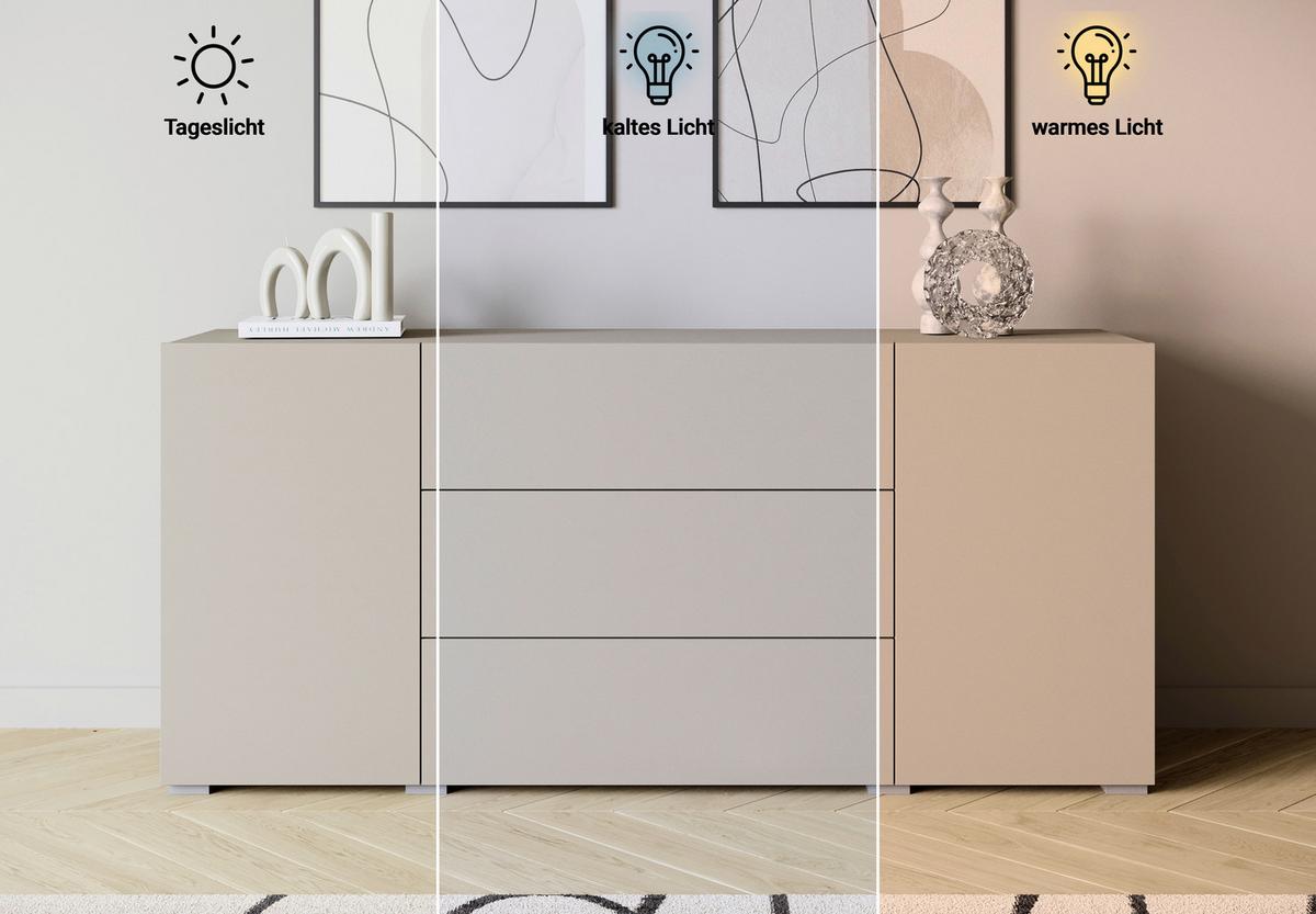 Sideboard 150cm Berlin 150 Kaschmir - Kaschmir/Grau, Design, Holzwerkstoff (150/68/38,5cm) - P & B