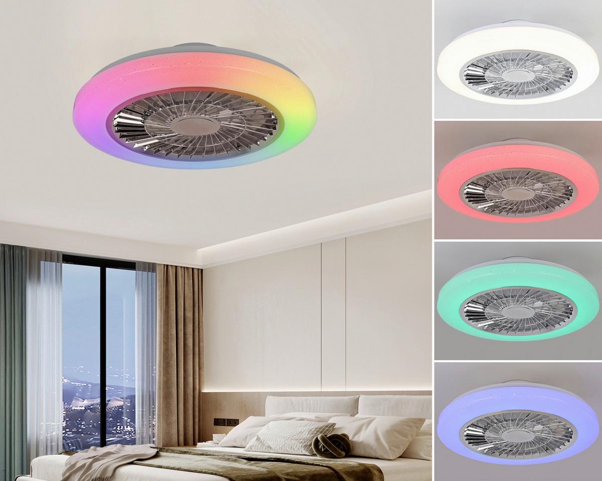 Led Mennyezeti Ventilátor Nua - krómszínű/áttetsző, Modern, műanyag/fém (49/16cm) - Luca Bessoni