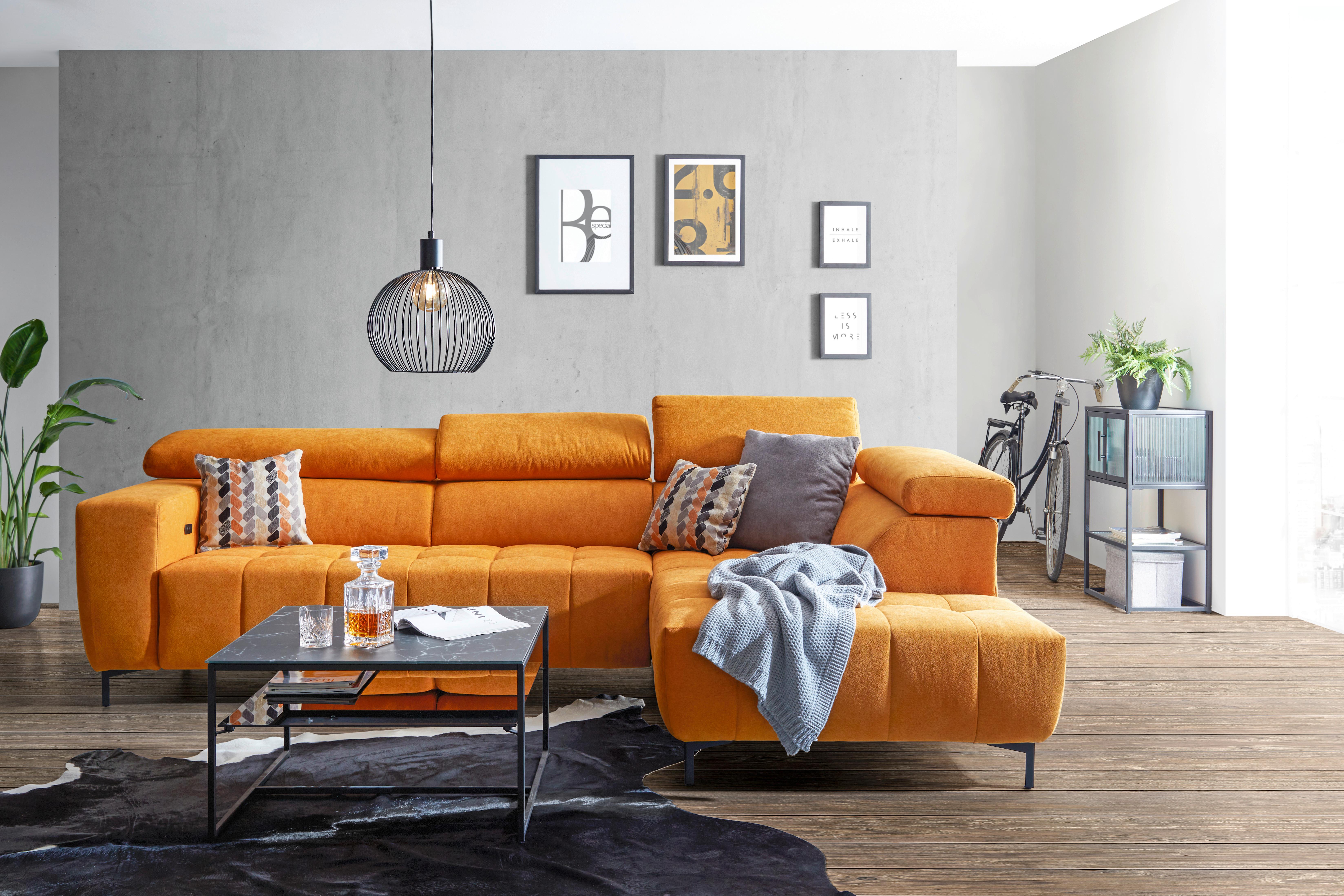 Rohová sedačka TARRAGONA, pravá, žltá, bez výsuvu - čierna/žltá, Modern, textil (295/201cm) - Premium Living